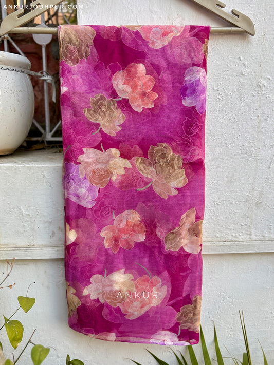 Magenta Dream Petals Isha Pure Chiffon