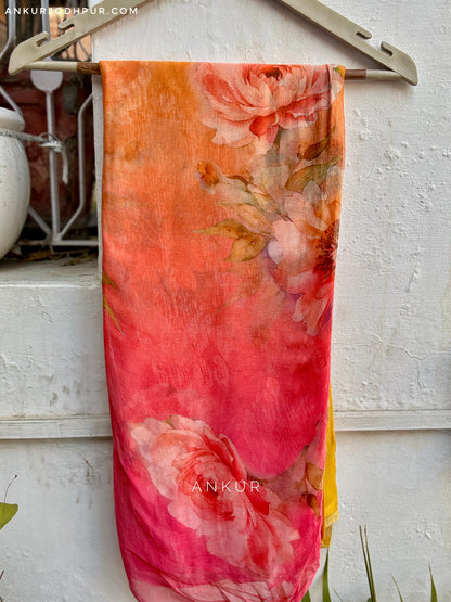 Sunset Coral Glow Isha Pure Chiffon
