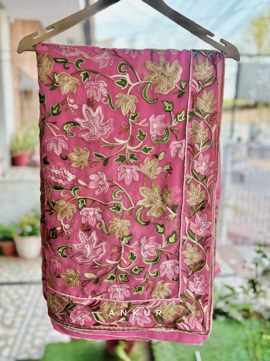 Deep Pink Kashmiri Ari work