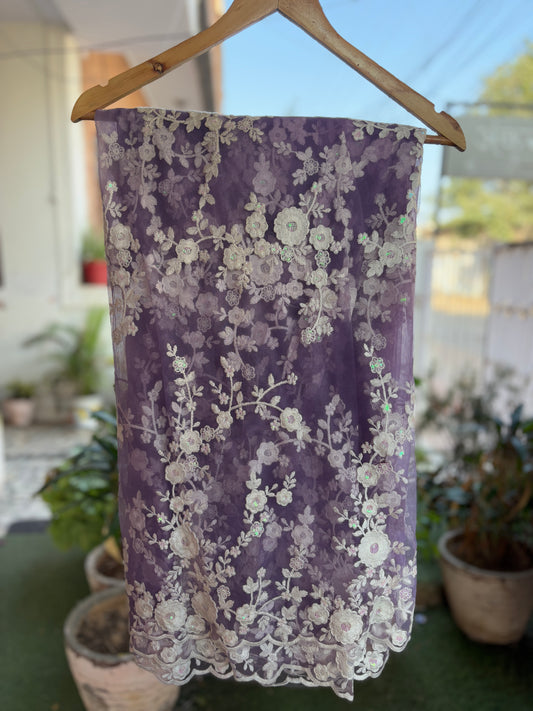 Trending Purple chikankari Saree