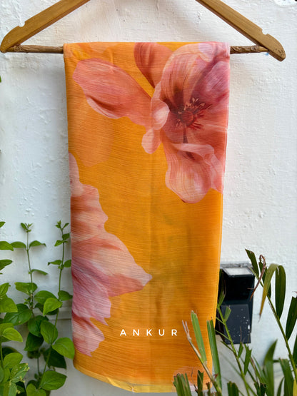 Golden Bloom Vintage Isha Chiffon