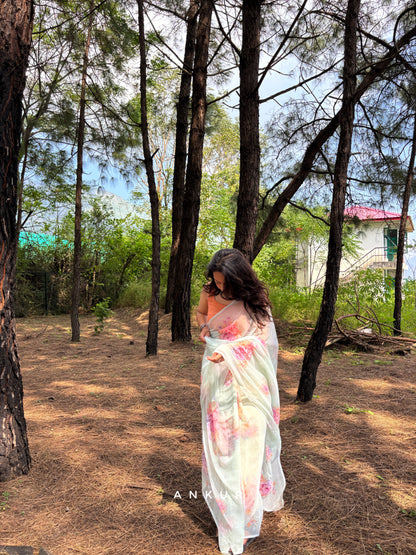 Sea Shell Green Vintage Isha Chiffon