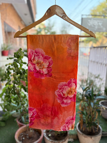 Yellow Orange Shaded Isha Pure Chiffon