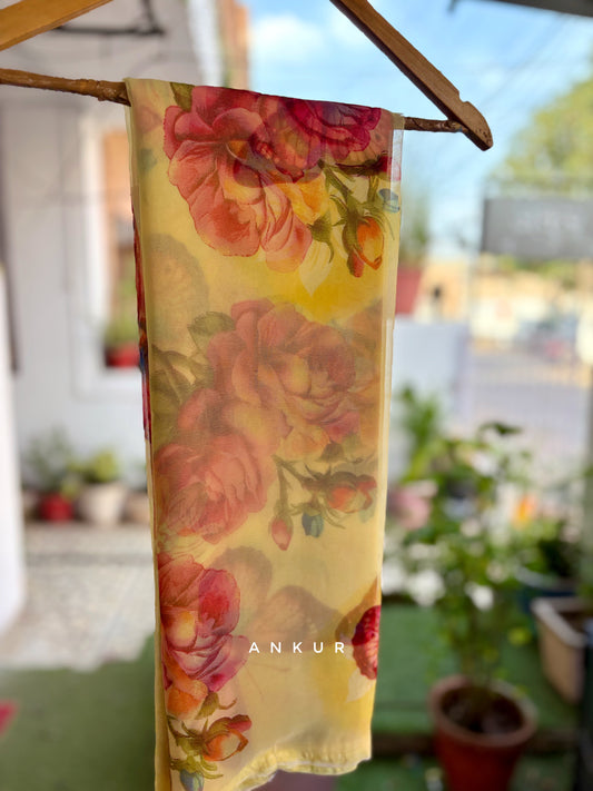 Golden Yellow Butterfly Flower Print
