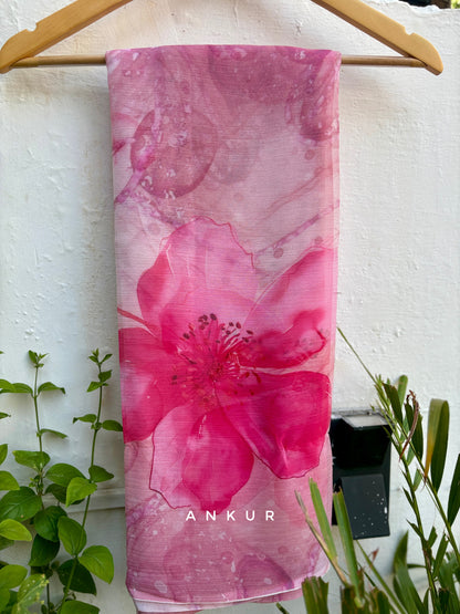 Pink Blossom Charm Vintage Isha Chiffon