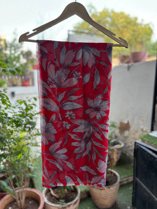 Grey valley on Red Flower Print