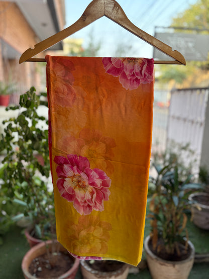 Yellow Orange Shaded Isha Pure Chiffon