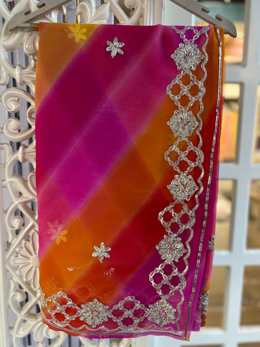Multi Colour Marwadi Red Lehriya Gota Anvi