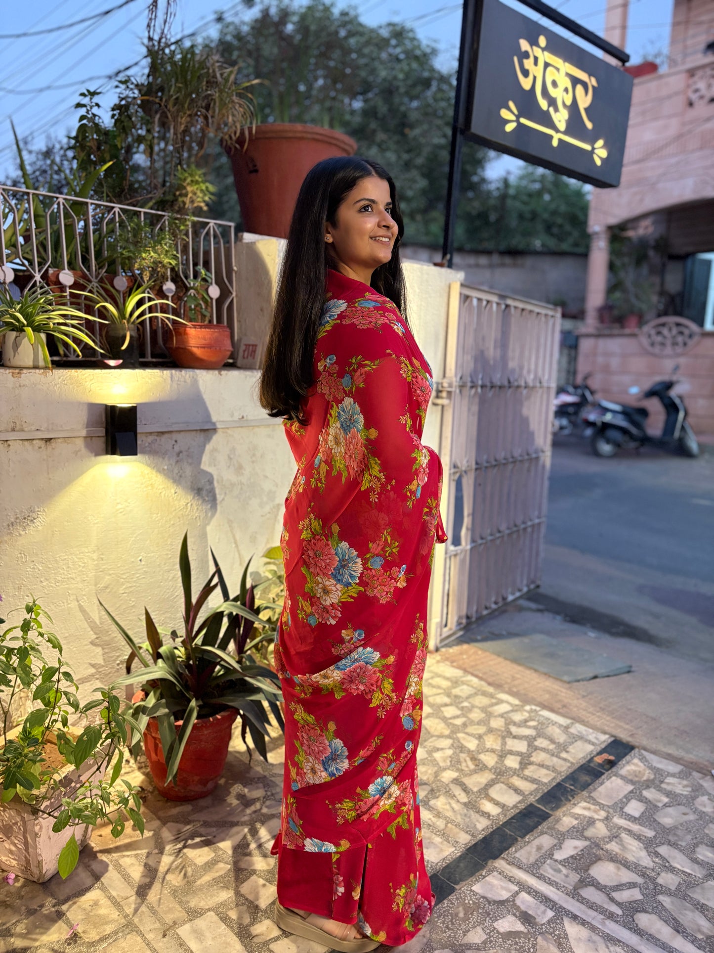 Apple Red Latika Saree