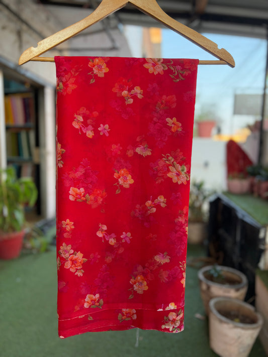 Red on small Flower Print