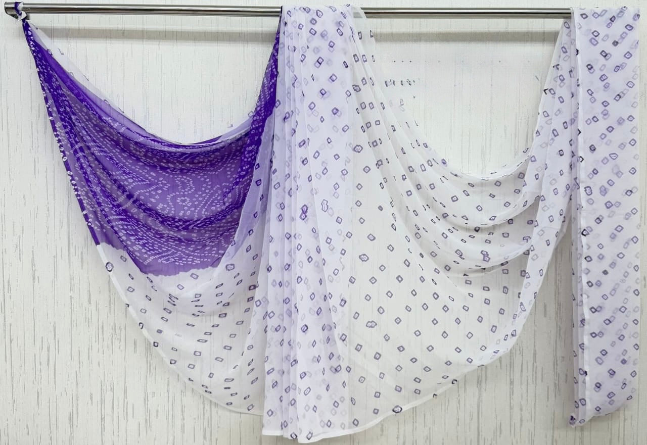 Purple tipkii with bandhej Flower Print