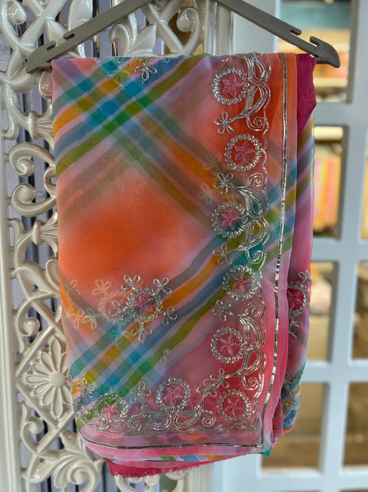 New Shaded Lehriya with laddu design Gota Anvi