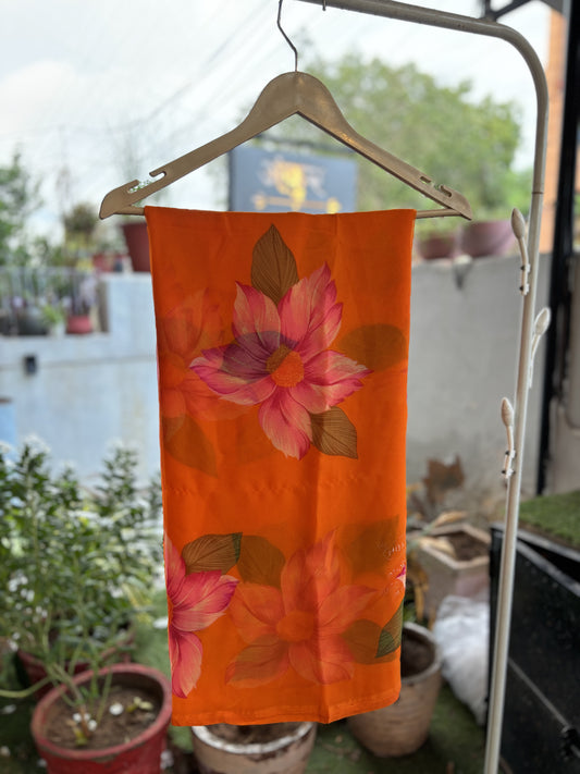 Bright Orange Flower Print