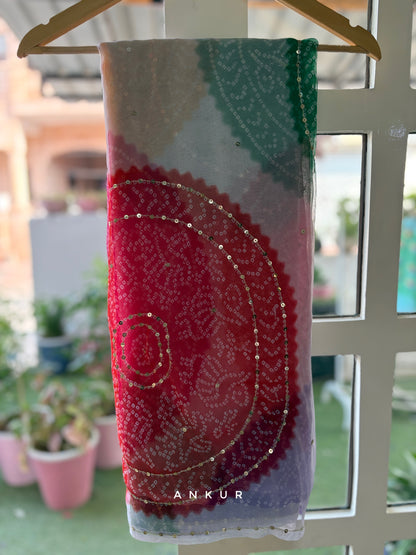 Jodhpuri RangBaandh Bandhani zari work Suhani