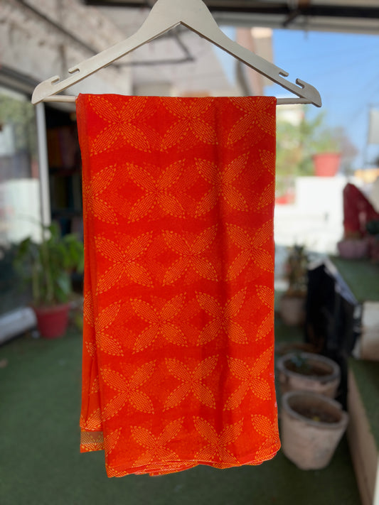 Orange shaded work Flower Print