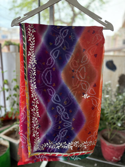 Pita work Bandhani Lehriya