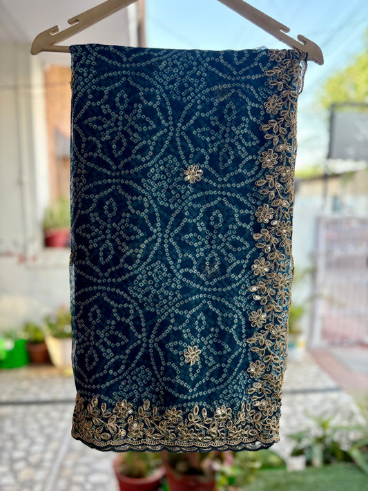 Teal blue Nagina Work