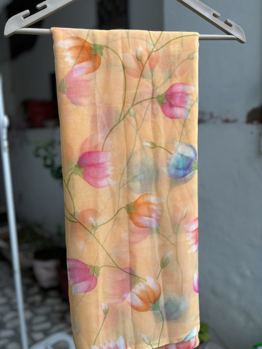 Creamy Peach Flower Print