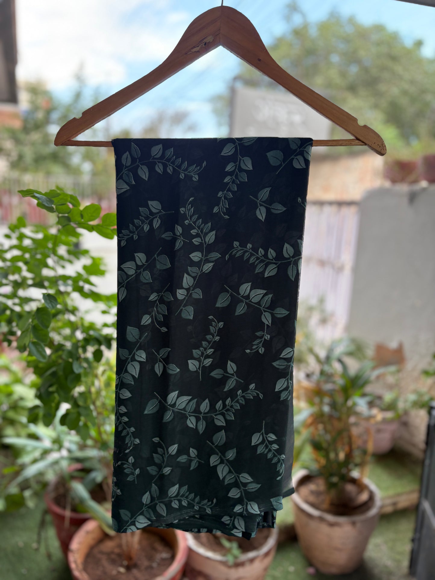 Small Flower Ink Green Latika Saree