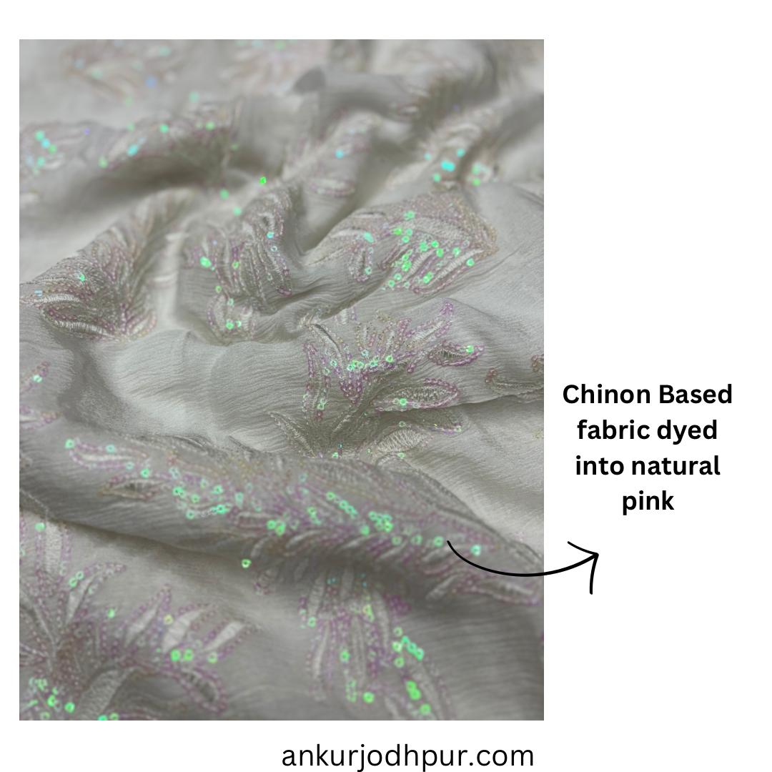 Pink based Chinon Sequins Premium Saree