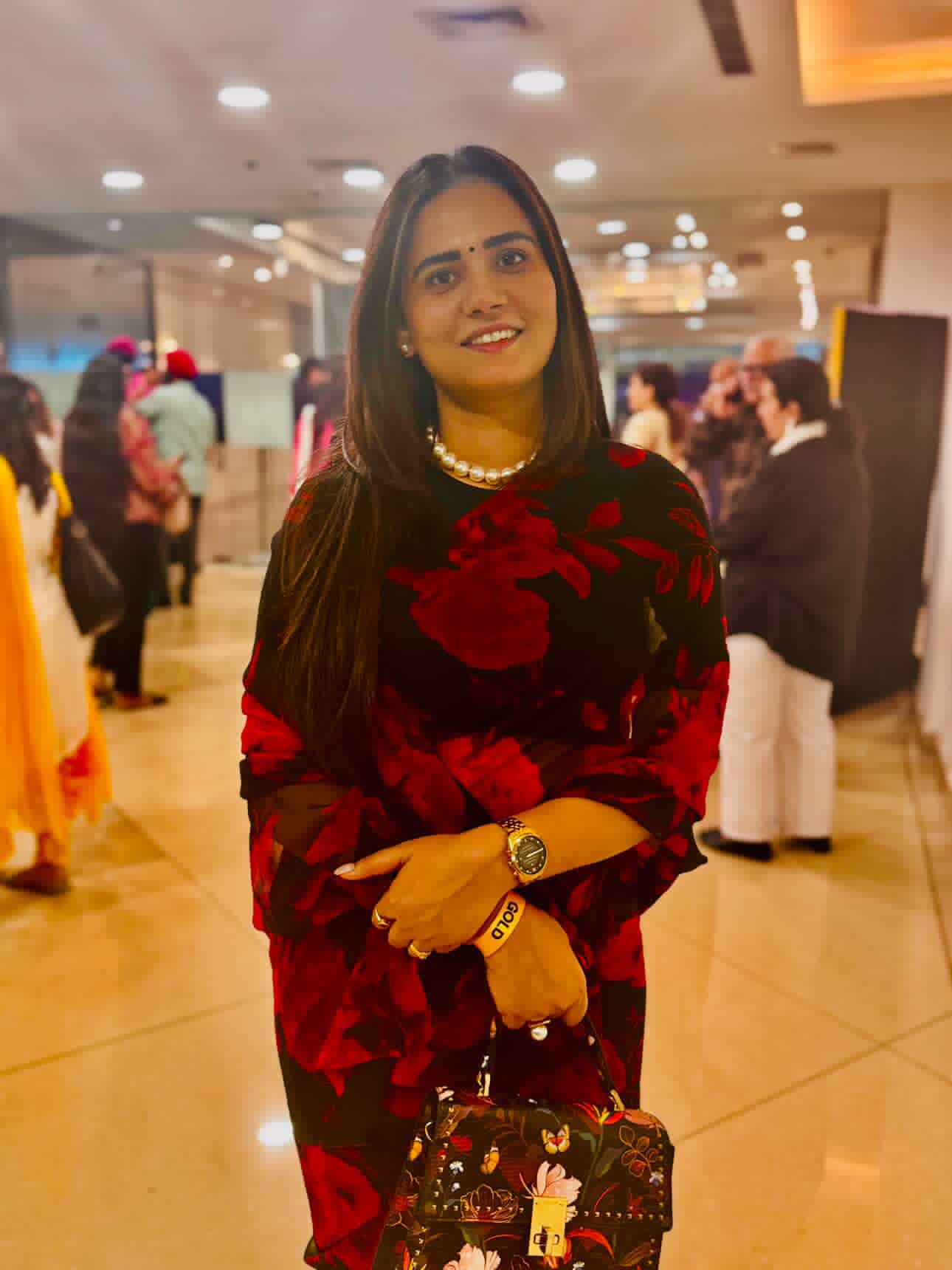 Black with big Red Flower Print