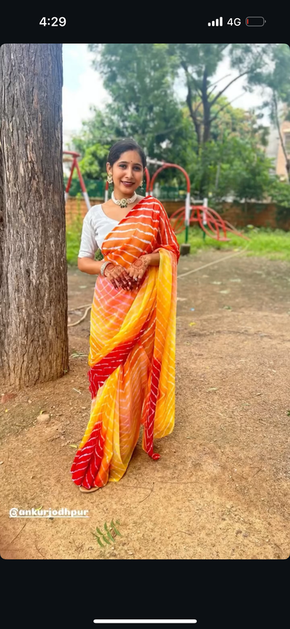Four Colour Yellow to Orange Lehriya