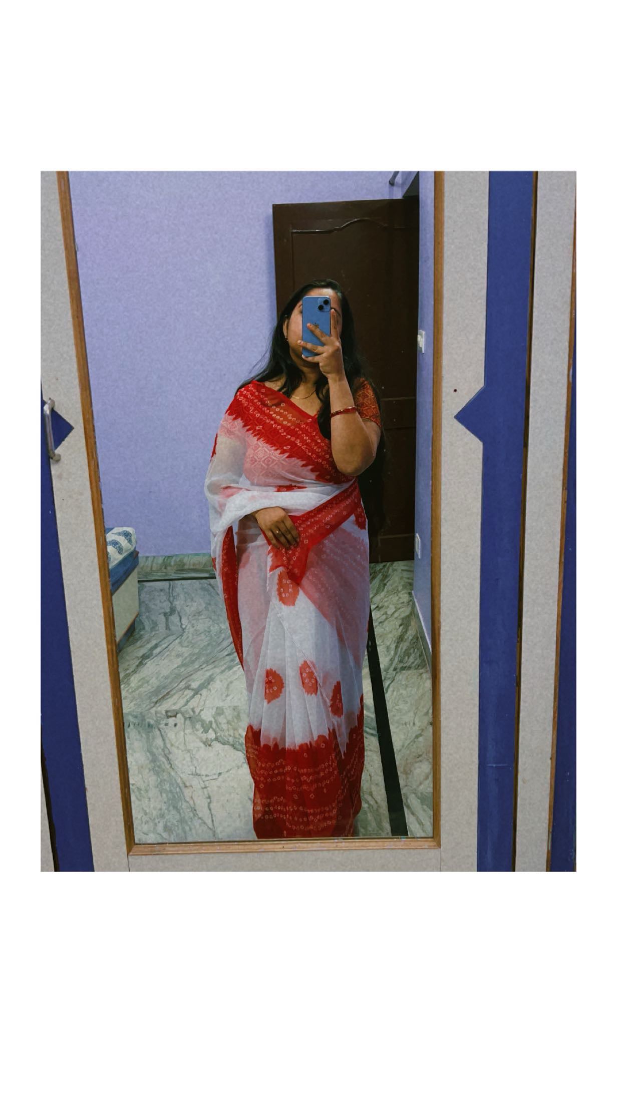 White red Faganiya Saree