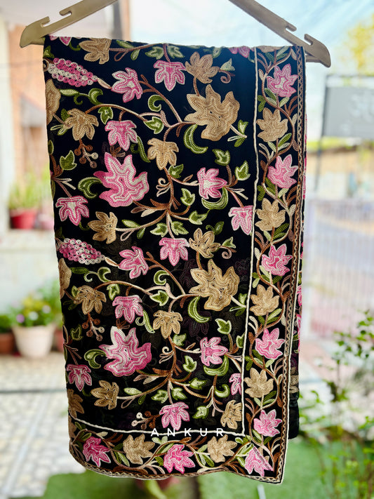 Rich Black Kashmiri Ari work