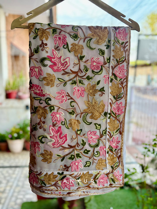 Powder White Kashmiri Ari work