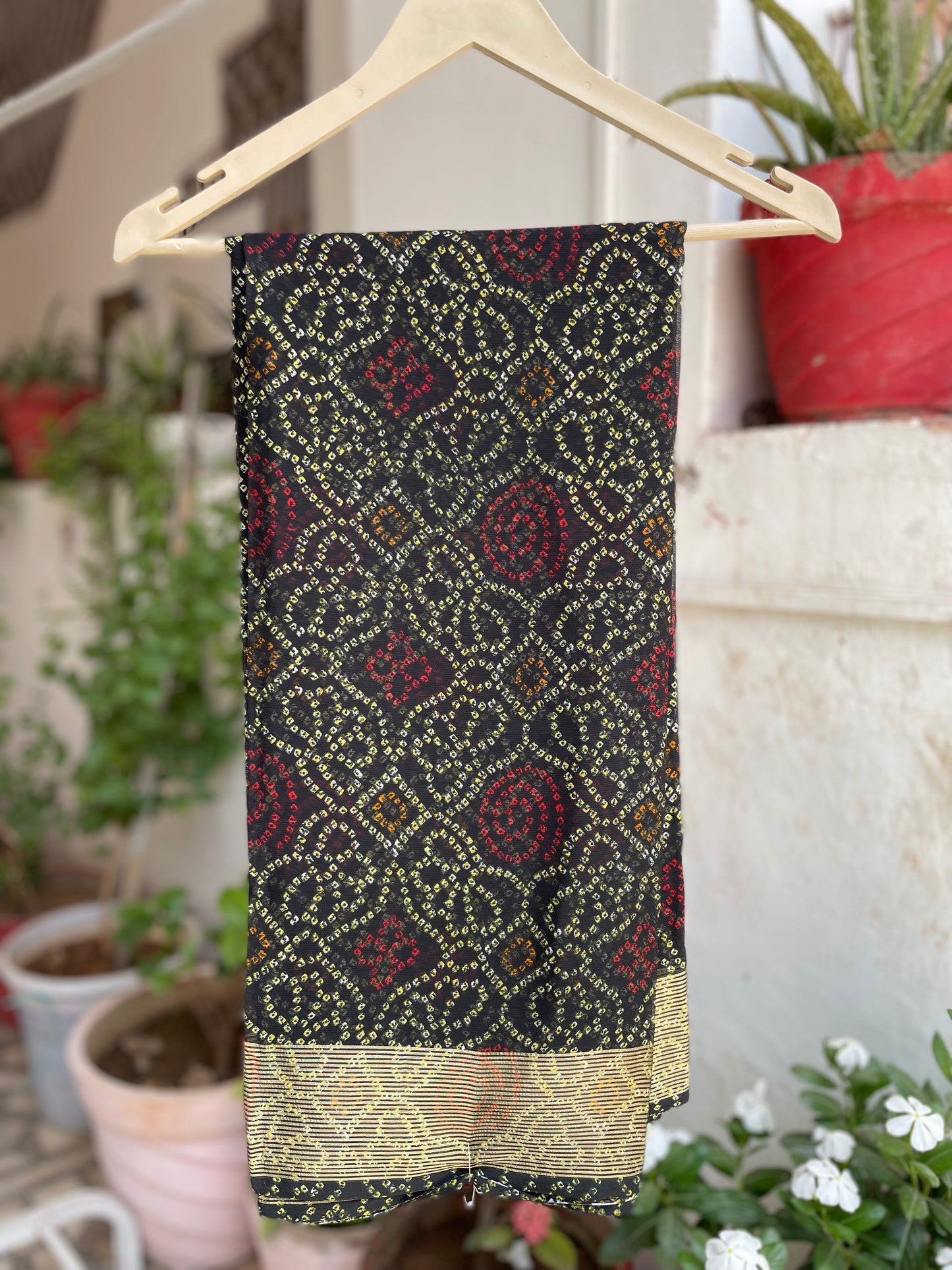 Black Bandhani Saree