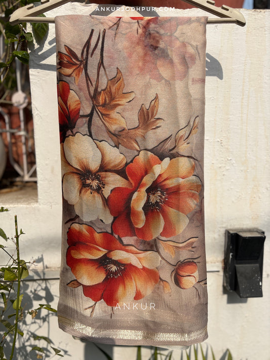 Rose Garden Vintage Isha Premium Chiffon