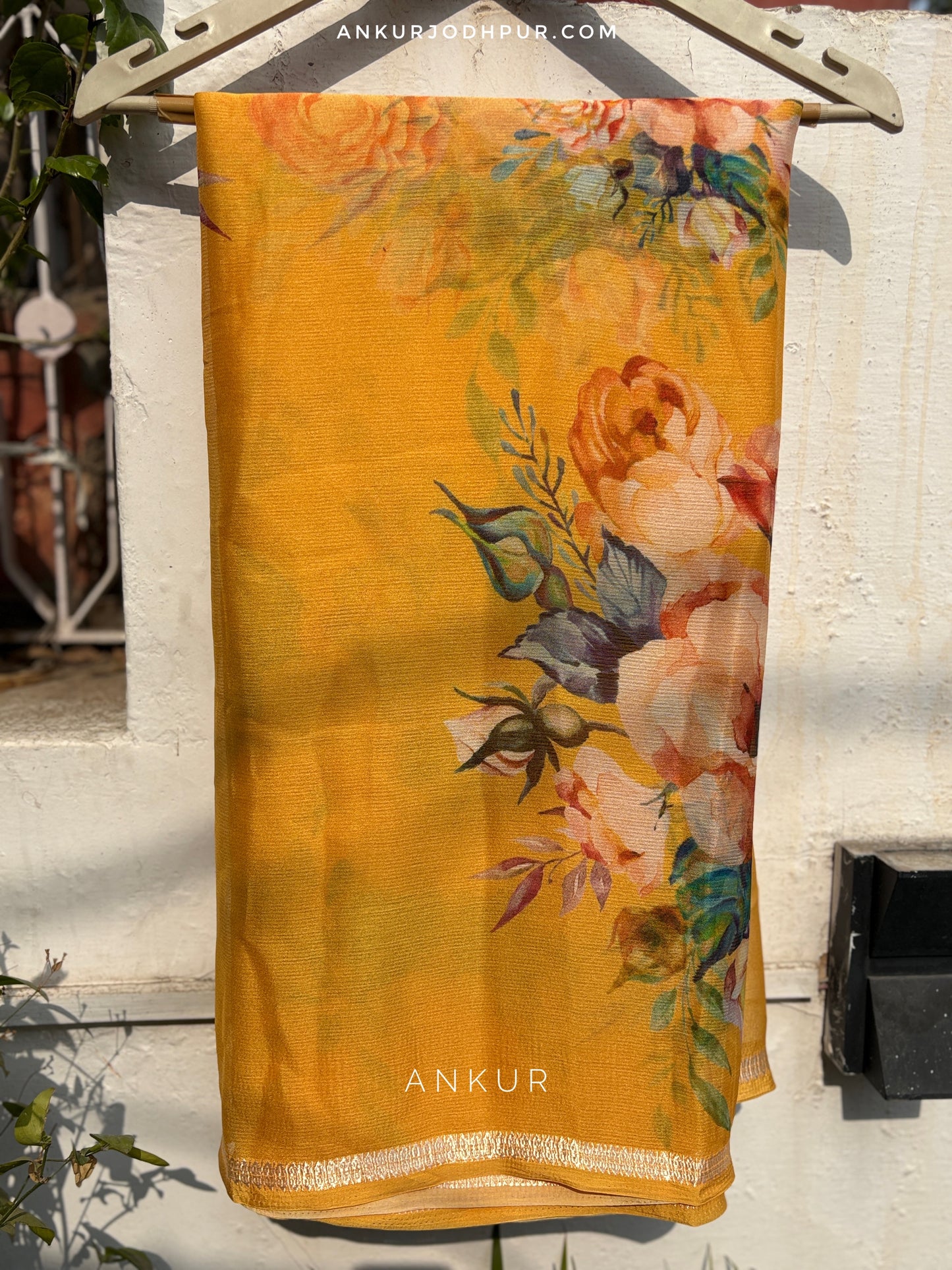 Mustard Blossom Vintage Isha Premium Chiffon