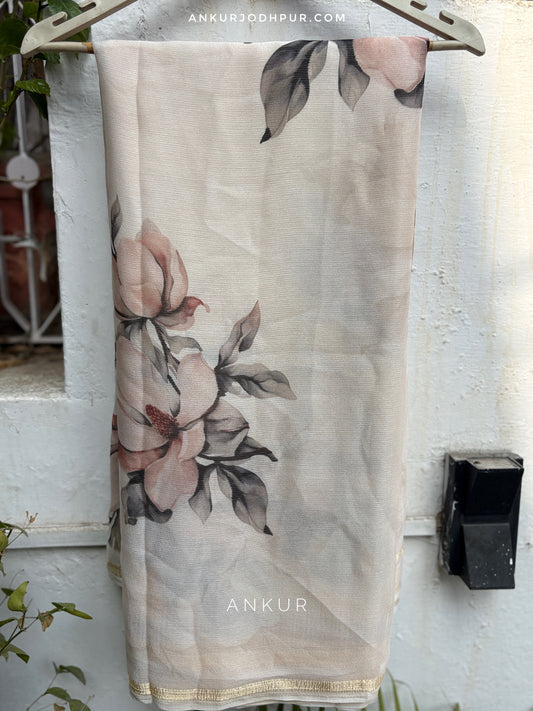 Ivory Petal Vintage Isha Premium Chiffon