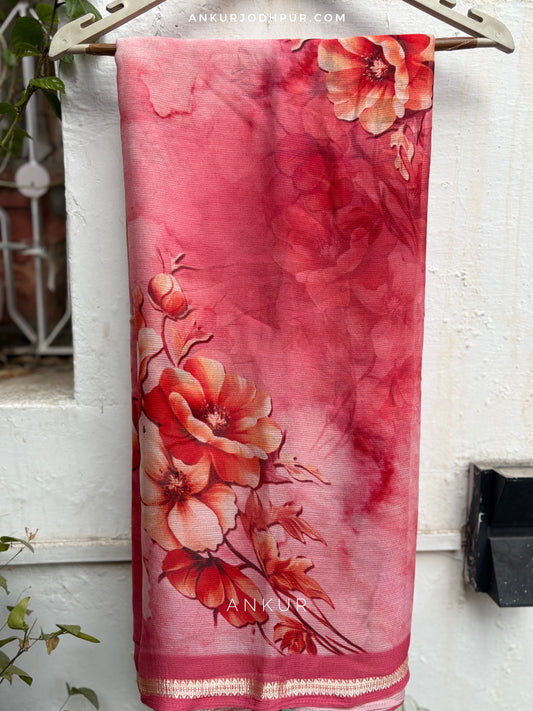 Shaded Pink Heaven Vintage Isha Premium Chiffon