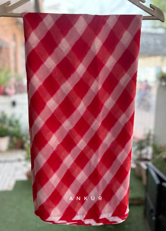 Red with white Shade Lehriya