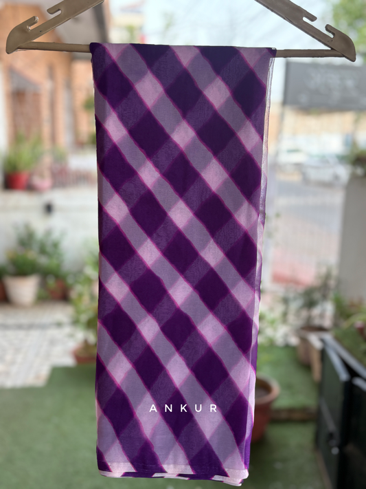 English Purple Shade Lehriya