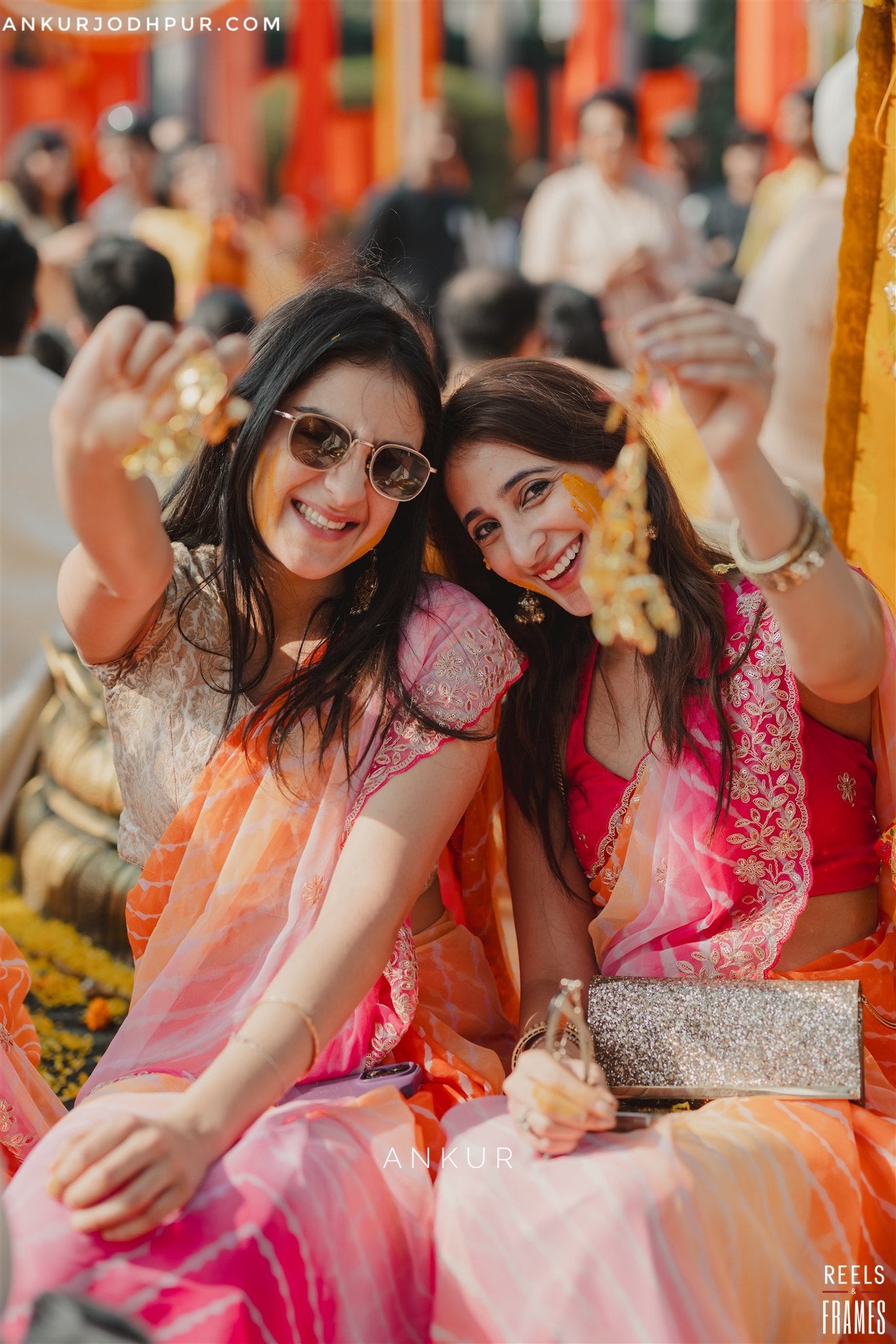 Shaded Lehriya Orange to Gulabi Nagina