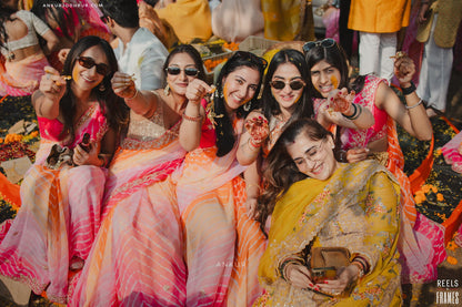 Shaded Lehriya Orange to Gulabi Nagina