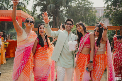 Shaded Lehriya Orange to Gulabi Nagina