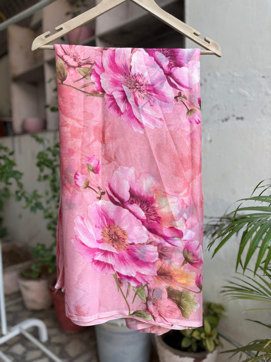 Baby Pink Crep Silk saree