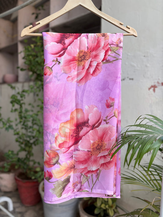 Lavender Crep Silk saree