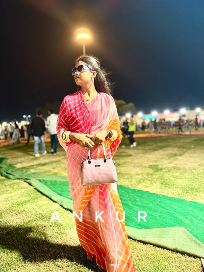 Four Colour Orange to Pink Lehriya