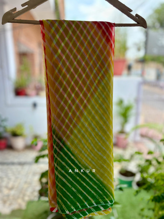 Three to Four Colour Shaded Green Lehriya