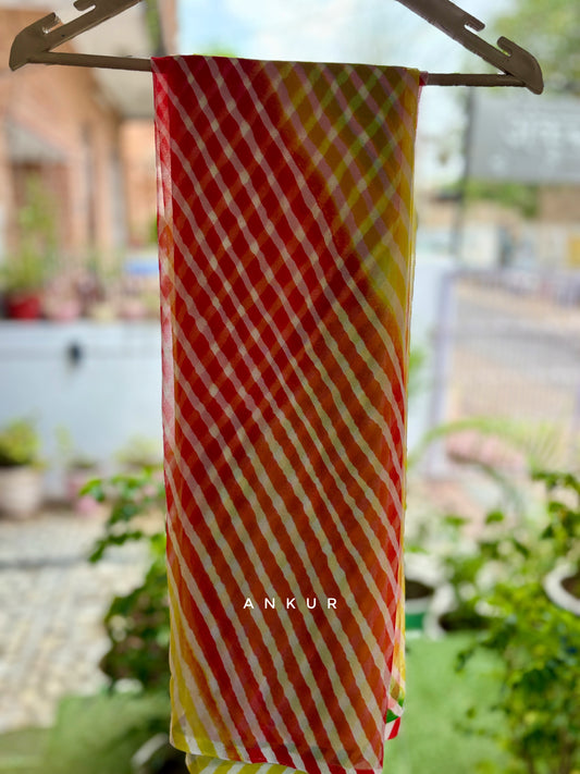 Three to Four Colour Shaded Red Lehriya