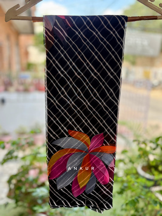 Black with flower Shaded Lehriya