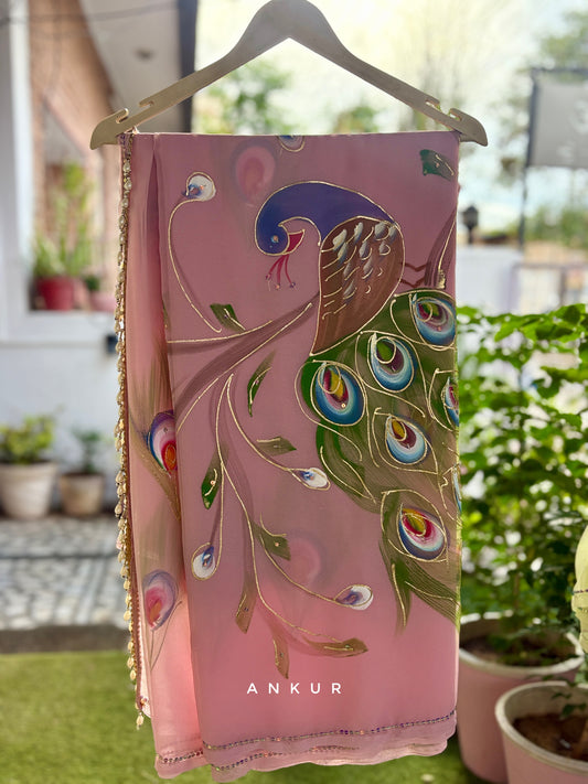 Onion Pink Peacock Brush Paint