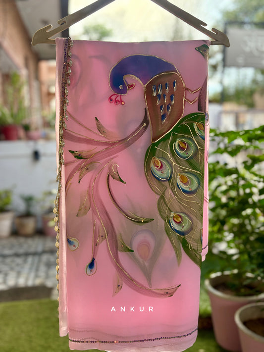 Fresh Pink Peacock Brush Paint