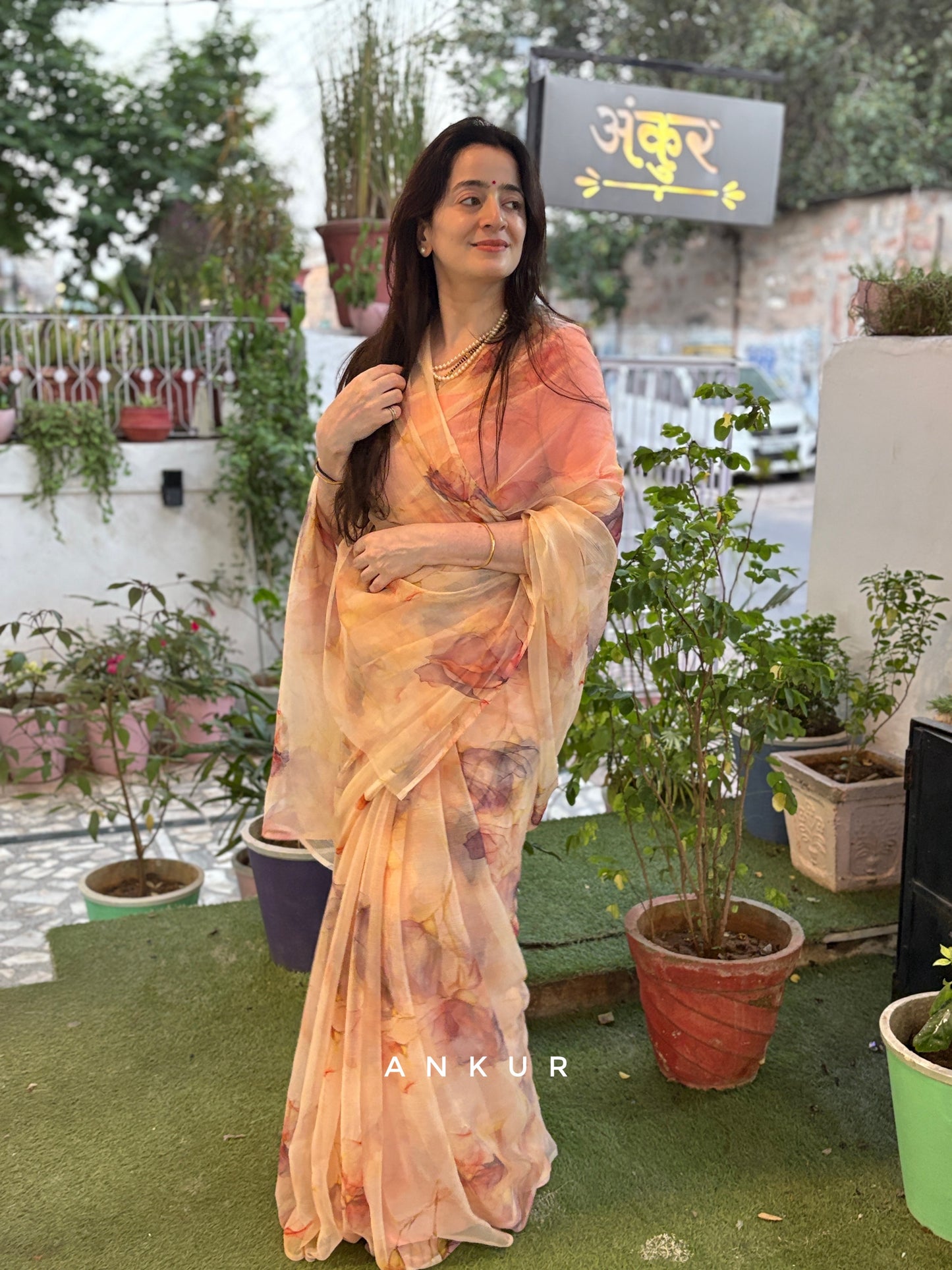 Peach Whisper Vintage Isha Chiffon