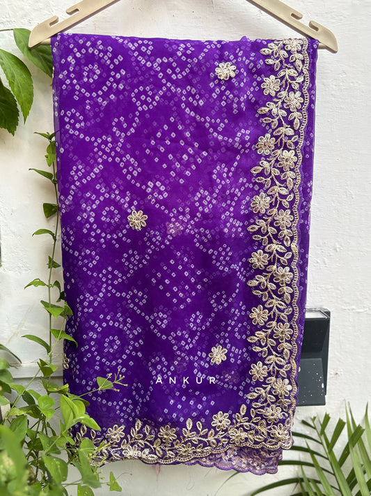 Shaded Bandhani Purple Nagina