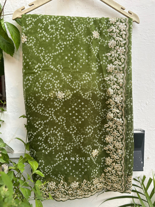 Shaded Bandhani Green Nagina